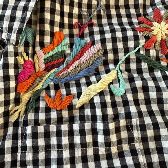 COPY - THML Black and White Gingham Embroidered Shirt Size Small - Picture 3 of 5